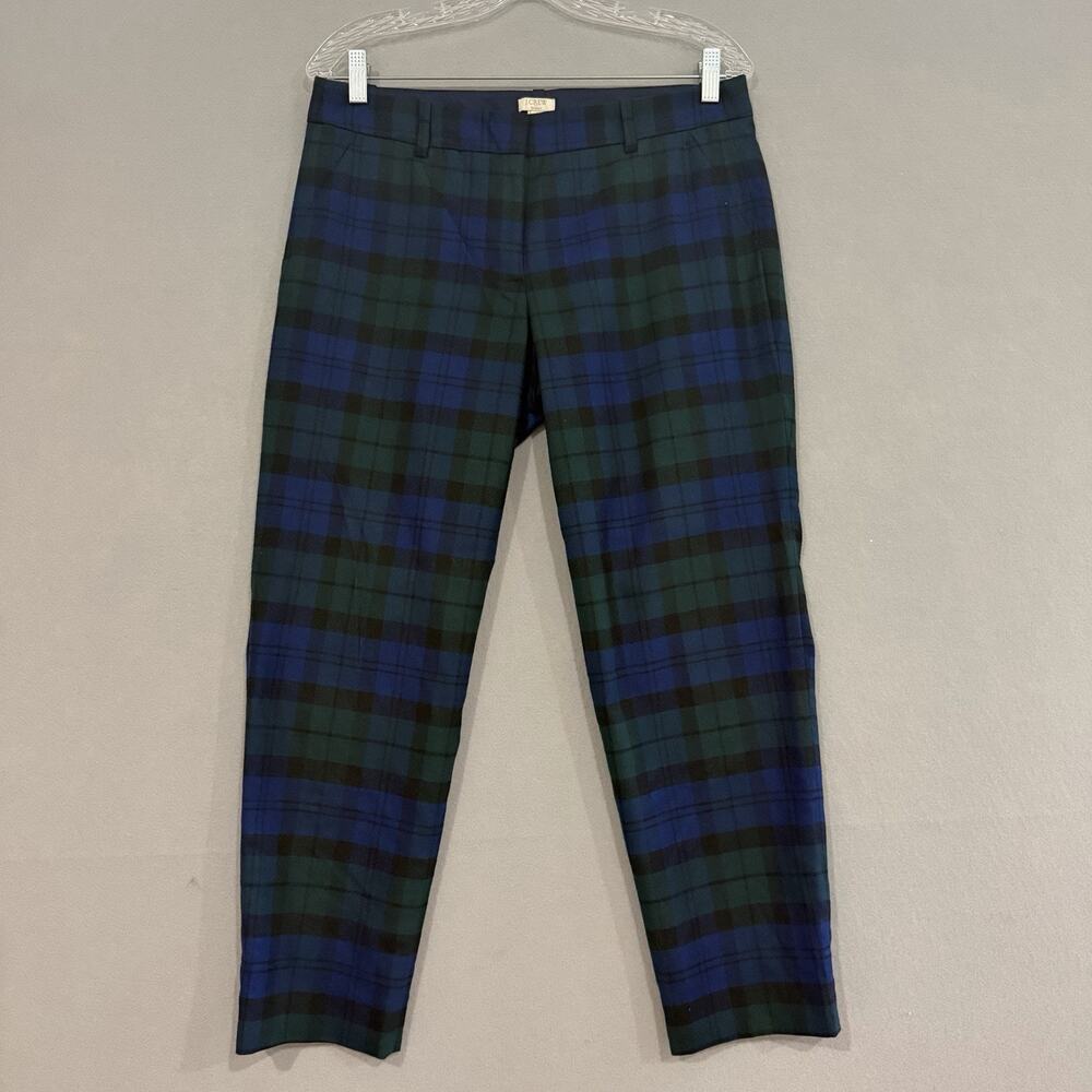 J. Crew Pants Women's 8 Green Blu Tartan Wool Cropped Ankle Preppy Academia Fall